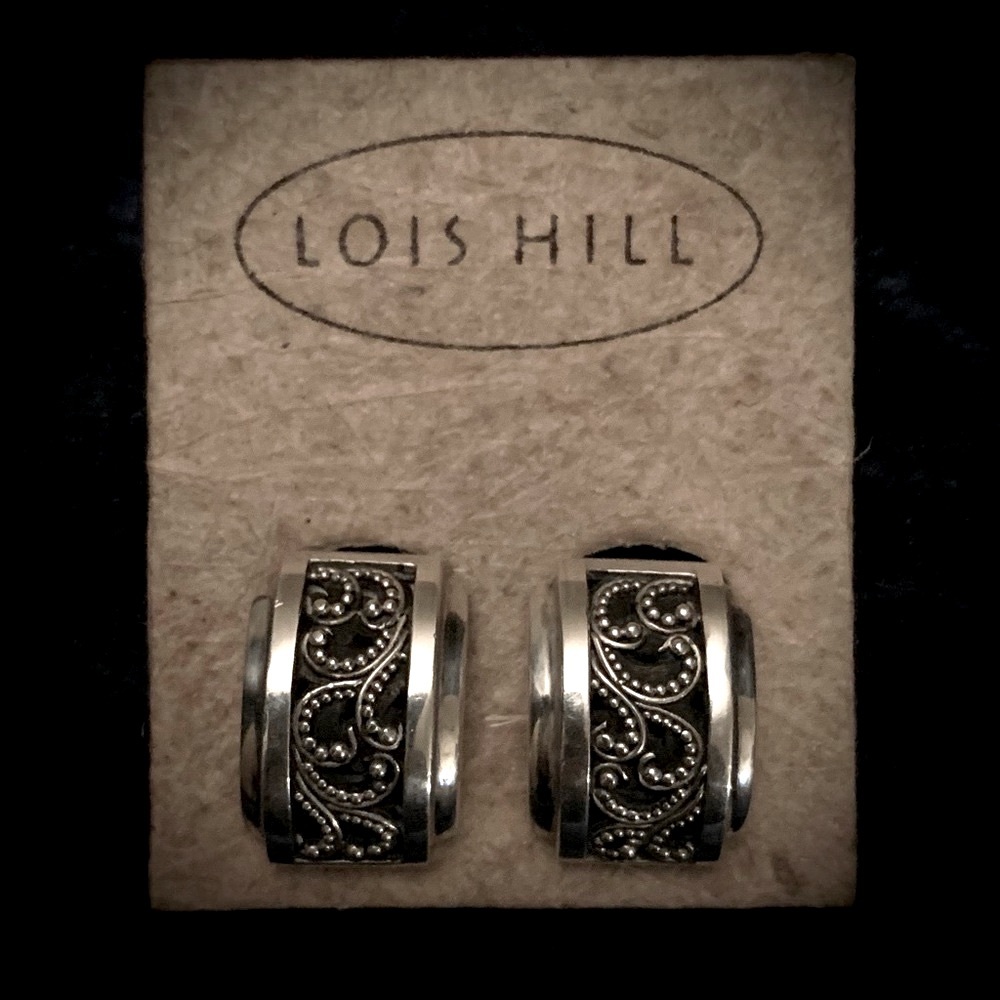 Lois Hill Filigree Scroll Sterling Silver Dome clip earrings